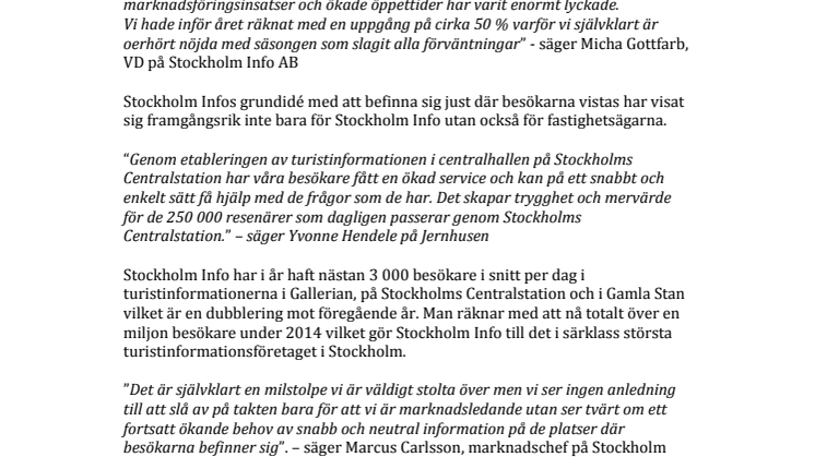 Succé för Stockholm Infos turistinformationer