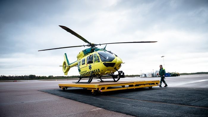 Övning av helikopterhaveri påverkar framkomligheten vid Falu lasarett