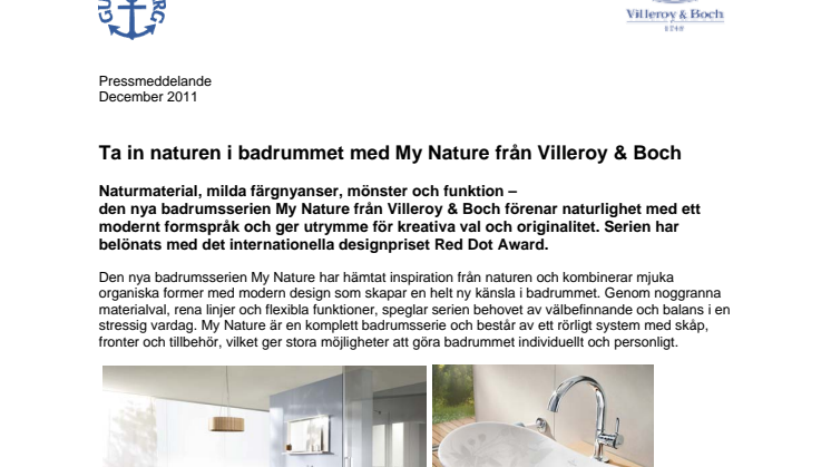 Ta in naturen i badrummet med My Nature från Villeroy & Boch