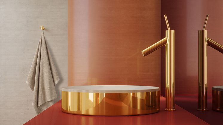 AXOR Suite round washbasin with AXOR Starck in gold