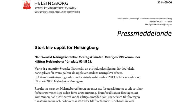 Stort kliv uppåt för Helsingborg 