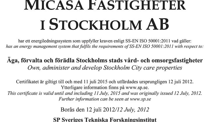 Bengt Dahlgren AB hjälper första fastighetsägaren i Sverige att certifiera sig enligt nya energiledningsstandarden