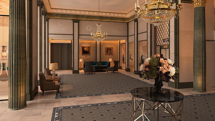 Lobbyn skiner upp när marmorgolvet gör entré på Grand Hôtel