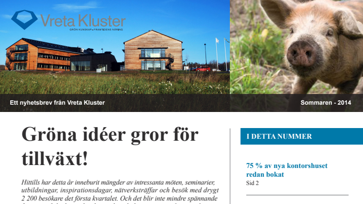 Nyhetsbrev från Vreta Kluster sommaren 2014