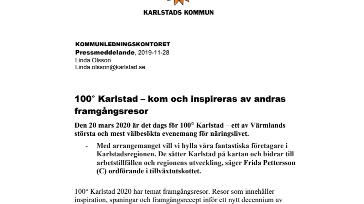 ​100° Karlstad – kom och inspireras av andras framgångsresor