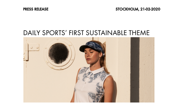 DAILY SPORTS’ FIRST SUSTAINABLE THEME