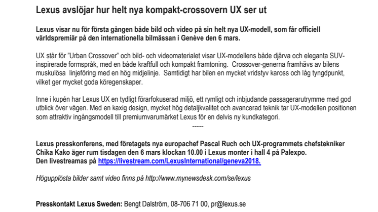 Lexus avslöjar hur helt nya kompakt-crossovern UX ser ut