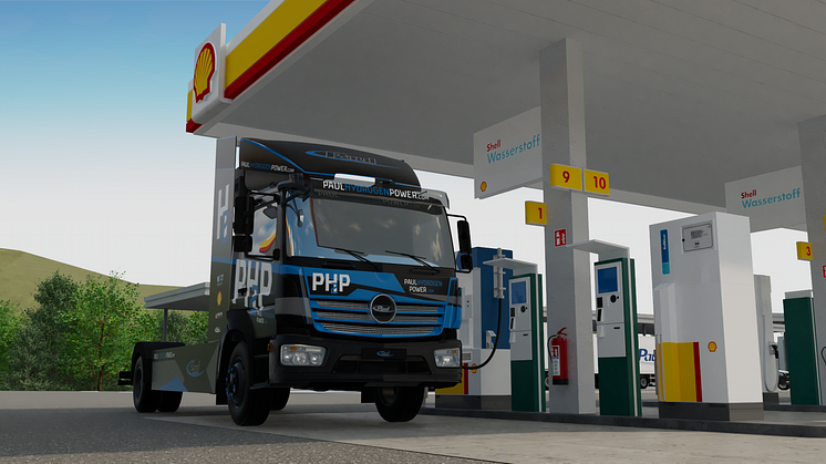 PH2P Truck der PAul Group an H2 Tankstelle, Passau Sperrwies, Foto: Next Mobility Konsortium