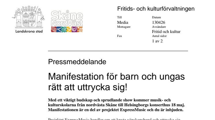 Manifestation för barn och ungas rätt att uttrycka sig!