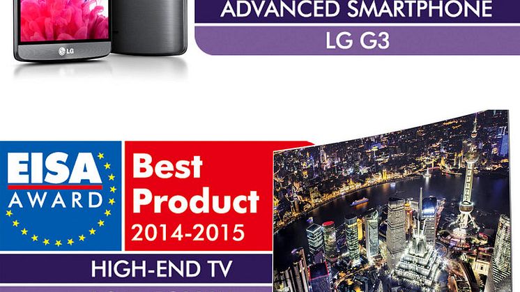 EISA LOVPRISER LGs OLED-TV FOR TREDJE ÅRET PÅ RAD, OG LG G3 ER UTNEVNT TIL ”ADVANCED SMARTPHONE 2014-2015”