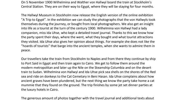Resan till Egypten  – en digital upptäcktsfärd –nu i engelsk översättning