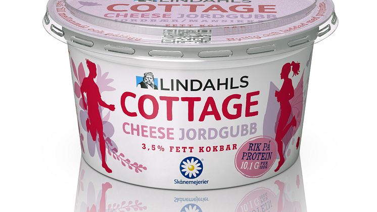 Lindahls Cottage Cheese, Jordgubb, 200g