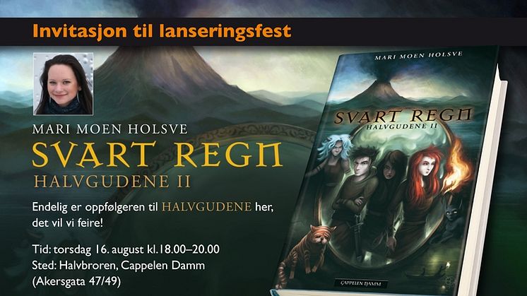 Invitasjon til lanseringsfest for Mari Moen Holsves SVART REGN