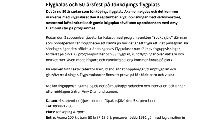 Flygkalas och 50-årsfest på Jönköping Airport