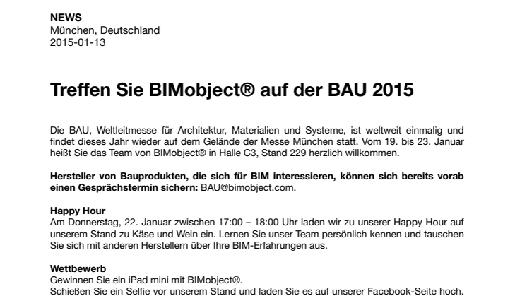 Treffen Sie BIMobject® auf der BAU 2015