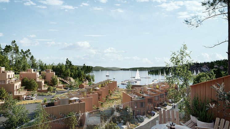 Havsutsikt från alla bostäder i förslaget för Moranviken i Saltsjöbaden. Dessutom föreslås en allmän badplats.