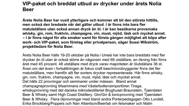 VIP-paket och breddat utbud av drycker under årets Nolia Beer