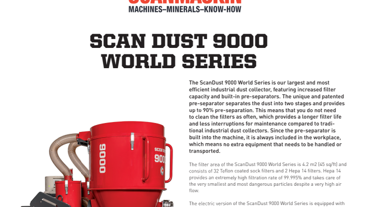 Scanmaskin Sweden AB launches new dust collector in the World Series range