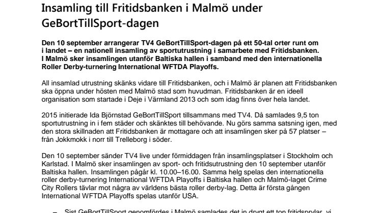 Insamling till Fritidsbanken i Malmö under GeBortTillSport-dagen