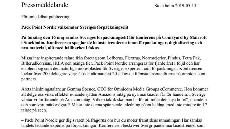 Pack Point Nordic välkomnar Sveriges förpackningselit