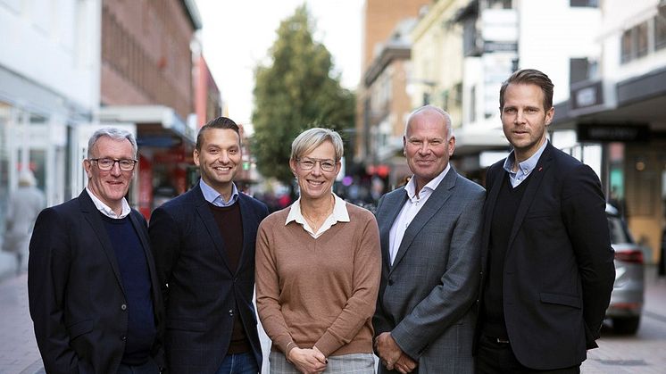 Styrelsen i Byggrätt Norr, fr vä Wilhelm Risberg Lindbäcks Bygg, Tom Rasmussen Heimstaden, Åsa Andersson Skebo, Per Gustafsson Skebo och Lars Lundgren Riksbyggen