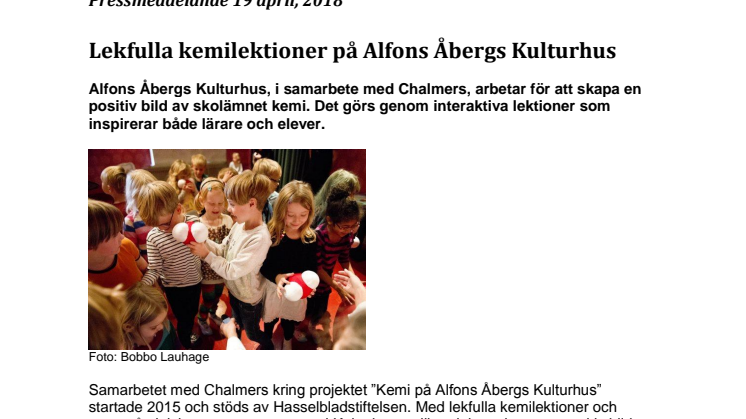 Lekfulla kemilektioner på Alfons Åbergs Kulturhus