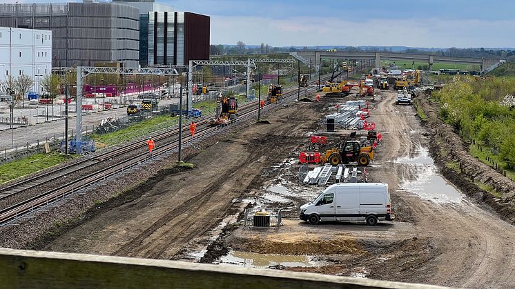 Engineers will continue preparatory work at the site of the new Cambridge South station over the late-May bank holiday weekend