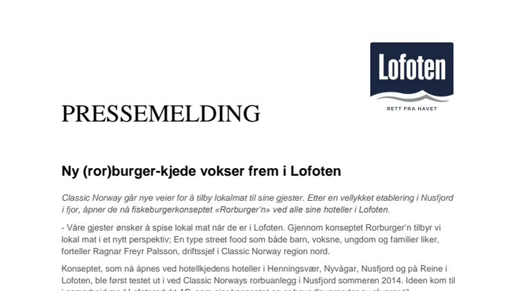 Ny (ror)burger-kjede vokser frem i Lofoten