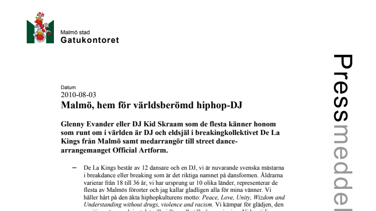 Malmö, hem för världsberömd hiphop-DJ