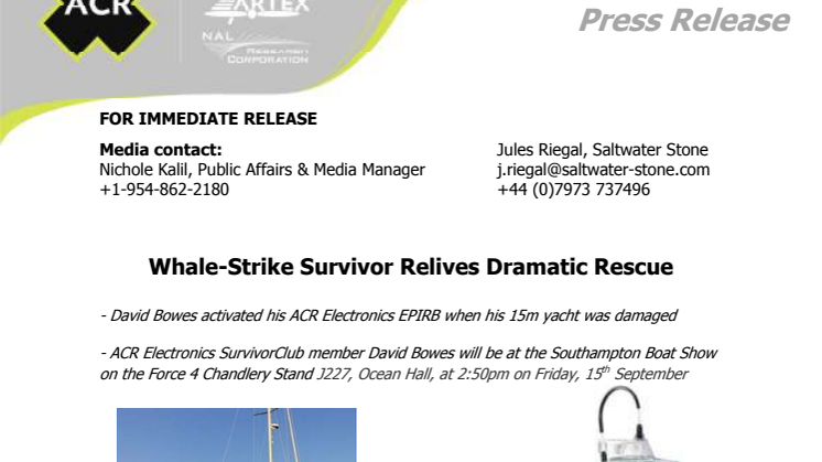 ACR Electronics - Whale-Strike Survivor Relives Dramatic Rescue (Stand J227)