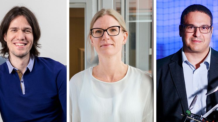 Marcus Liwicki, Josefine Enman och George Nikolakopoulos, vid Luleå tekniska universitet.