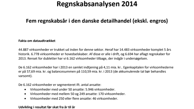 Regnskabsanalysen 2014 - 5 år i den danske detailsektor