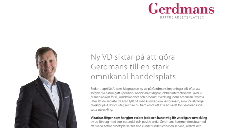 Ny VD siktar på att göra Gerdmans  till en stark omnikanal handelsplats