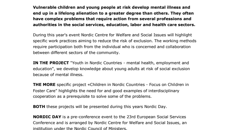 Nordic Day 2015: Children and young people can´t wait