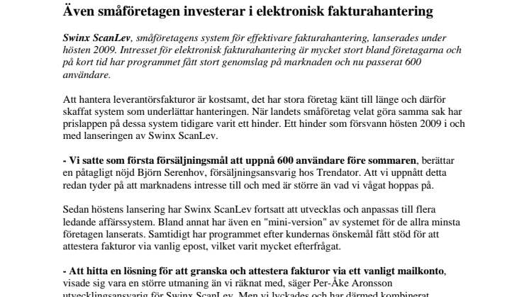 Även småföretagen investerar i elektronisk fakturahantering