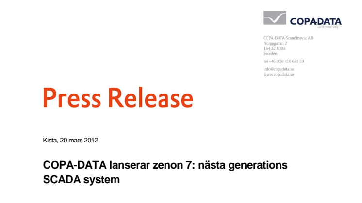 COPA-DATA lanserar zenon 7: nästa generations SCADA system