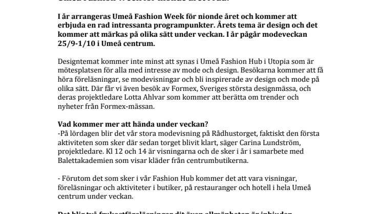 Umeå Fashion Week för nionde året 