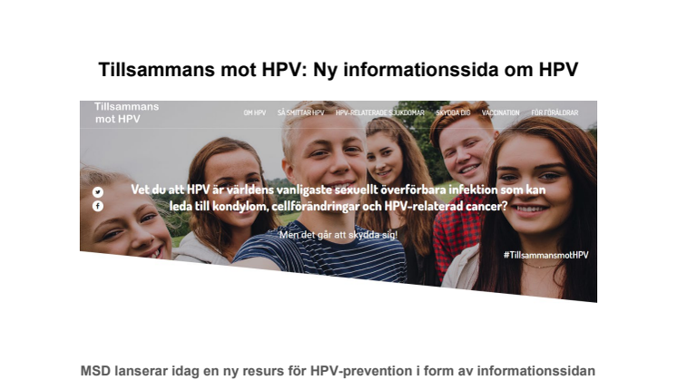 Tillsammans mot HPV: Ny informationssida om HPV