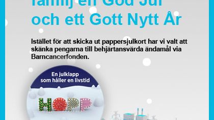 ONE Nordic önskar God jul och Gott nytt år med en gåva till Barncancerfonden