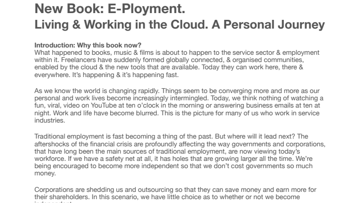 New Book: E-Ployment. Living & Working in the Cloud. A Personal Journey