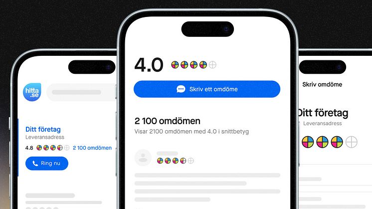 1,5 miljoner omdömen syns nu på hitta.se.