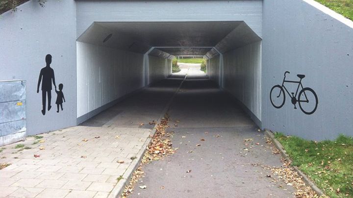 Gång- och cykeltunnel i Kävlinge tätort.