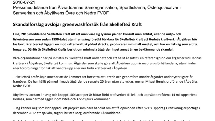 Skandalförslag avslöjar greenwashförsök från Skellefteå Kraft