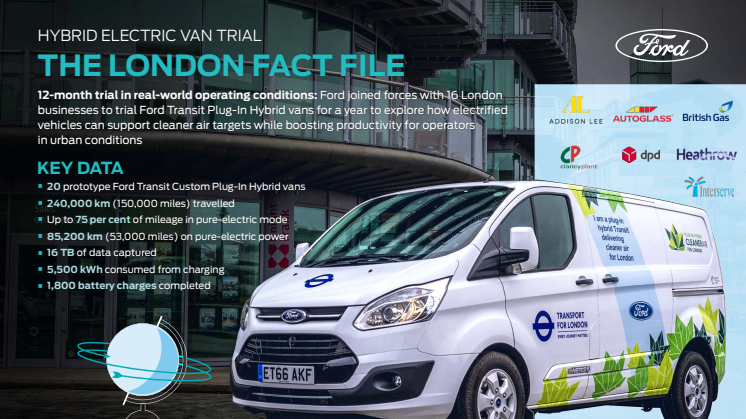 Infographic over Fords forsøg med hybridvarebiler i London