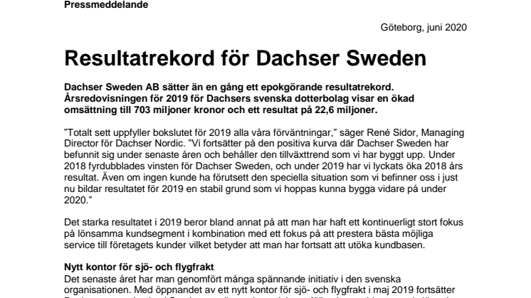 Resultatrekord för Dachser Sweden 