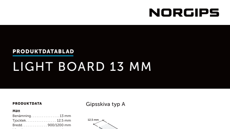 Produktdatablad Norgips Light Board