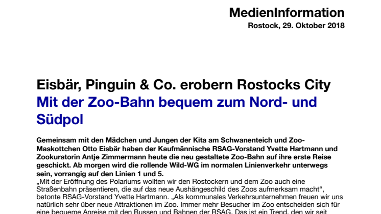 Eisbär, Pinguin & Co. erobern Rostocks City  