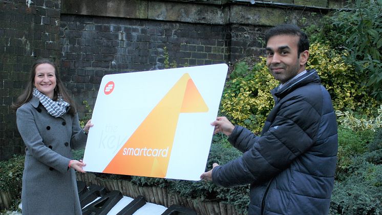 St Albans commuter Sarah Tyrell pictured with Station Manager Harsitt Chandak 