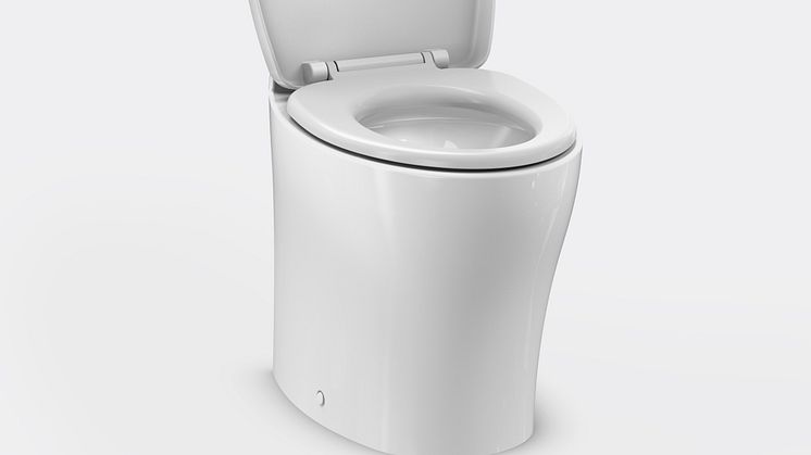 The Dometic Moderno toilet featuring the innovative VariFlush technology and HandWave Control Panel