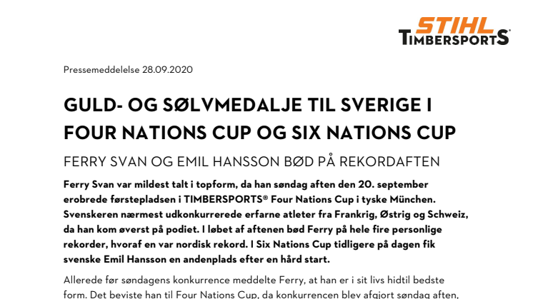GULD- OG SØLVMEDALJE TIL SVERIGE I FOUR NATIONS CUP OG SIX NATIONS CUP 